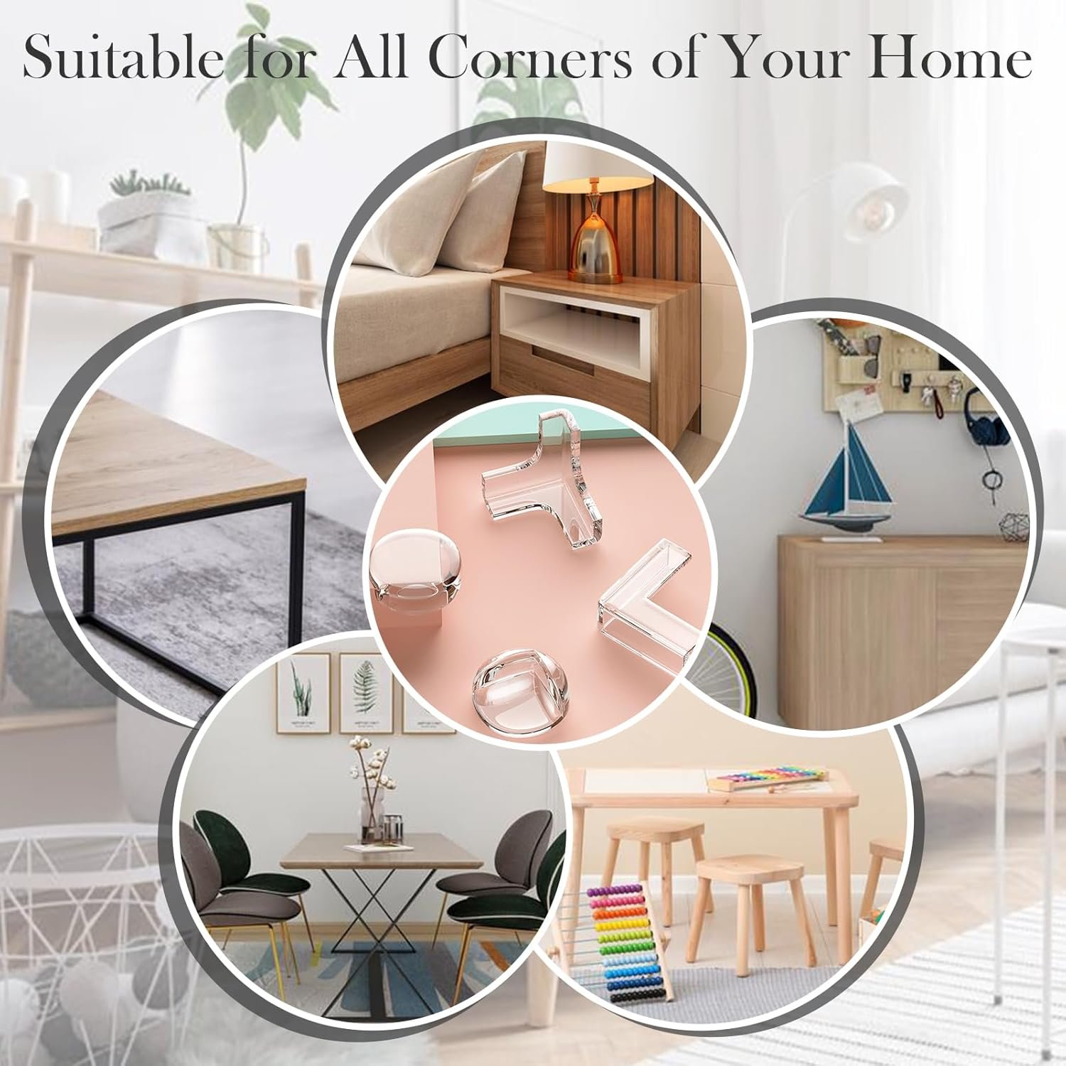 24 Pack Baby Safety Corner Protectors for Kids, Baby Proofing Edge Guards Child Safety Corner Guards Table Corner Protectors for Furniture Against Sharp Corners (8L-Shaped+8Ball-Shaped+8T-Shaped) - Image 6