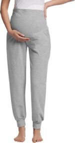 Women's Cotton Maternity Jogger Pants Over The Belly with Pocket - Pregnancy Lounge/Pajama/Pj Sweatpants S-XXL - Image 3