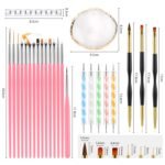 CHEMAILON 25 Piece Nail Art Tools, Nail Brush Set,Palette, Stand & 2-way Acrylic Silicone Engraving Pen Dotting Pen Tools,For Nail Art DIY Home - Image 3