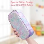 Bagseri Pencil Case for Girls - Cute Pencil Case for Kids Large Capacity Pencil Pouch for School, Multifunction Pencil Bag with Compartments for Girls Kids Teen, Pen Case Only (Glitter Purple Tie-dye) - Image 4