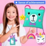 KRAFUN My First Sewing Kit for Beginner Kids Arts & Crafts, 7 Easy DIY Projects of Stuffed Animal Dolls and Plush Pillow Craft, Instructions & Felt, Gift for Girls, Boys, Learn to Sew, Embroidery - Image 5