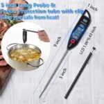 BOMATA Digital Water Thermometer for Water, Liquid, Candle and Cooking. Instant Read Food Thermometer Waterproof IPX7 with Long Probe for Cooking, Meat, BBQ! T101 (Black Color)… - Image 5