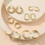 Gold Hoop Earrings Set for Women, 6 Pairs 14K Gold Plated Lightweight Hypoallergenic Chunky Open Twisted Hoops Earrings Pack Jewelry - Image 6