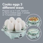 Hamilton Beach 3-in-1 Electric Egg Cooker for Hard Boiled Eggs, Poacher Eggs, Omelet Maker & Vegetable Steamer, Holds 7, Mint (25504) - Image 3