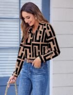 Zeagoo Button Down Shirts for Women Dressy Floral Printed Long Sleeve Blouse Business Casual Work Tops - Image 3