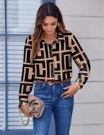 Zeagoo Button Down Shirts for Women Dressy Floral Printed Long Sleeve Blouse Business Casual Work Tops - Image 4