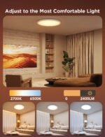 Govee Smart Ceiling Light, RGBIC LED Ceiling Light Fixture, 2400LM Flush Mount Light Fixture, DIY Colors, Works with Alexa, 2200K-6500K Lights for Bedroom, Living Room,12 Inch, 1 Pack (White) - Image 4