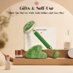 Rena Chris Gua Sha and Face Roller Set: Anti-Breakage Jade Roller for Long-Lasting Use, Jawline Sculpting and Puffiness Reducing, Gua Sha Facial Tools for Self Care Gift (Green) - Image 4