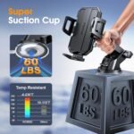 3 in 1 Phone Holders for Your Car, Car Phone Holder Mount [Strongest Suction] 360° Adjustable Cell Phone Holders for Car Phone Stand Car Mount for iPhone, Samsung, Google, More Smartphones - Image 4