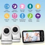 HelloBaby Video Baby Monitor with 2 Cameras and 5 Inch Split Screen Display, Remote Control Cameras with Night Vision and Temprature Monitoring - Image 3