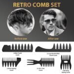 Hair Brush for Men, DUAIU 7Pcs Combs for Men, Hair Styling Comb Set with Vent Hair Brushes, Quiff Round Hair Brush, Wide Tooth Combs, Texture Comb for Blow Drying, Detangling, Grooming, Hairdressing - Image 5
