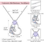 CDE Christmas Gift for women Cute Unicorn Birthstone Necklace for Girls Daughter 925 Sterling Silver Opal Heart Pendant Graduation Birthday Christmas Jewelry Gift for Teenage Girls Niece - Image 6