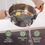 Kitchen Gizmo Snap N' Strain - Silicone Pasta Strainer Clip-On for Pots and Pans - Heat Resistant Colander for Vegetables and Noodles - Kitchen Gadgets for Cooking - Space-Saving Design - Gray - Image 7
