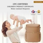 CEI-CEI Neoprene Diaper bag Backpack Waterproof Baby Changing Bags for Mom and Dad with Changing Pad Large Travel Maternity Tote with Insulated Pockets and Organised Compartments (Oat) - Image 8