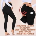 4 Pack Women’s Maternity Leggings with Pockets Over The Belly Butt Lift - Soft Workout Pregnancy Yoga Pants - Image 4
