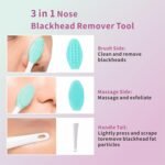 REVEX Nose Blackhead Remover Tool Set,Blackhead Scraper Tool,2Pcs Pore Cleaning Brush, Face Scrubber Skin Spatula, Pore Scrubber for Deep Cleansing,Face Exfoliator Scrubber for Women Men.(Purple) - Image 5