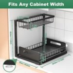 2-Tier Slide-Out Under Sink Organizer for Bathroom & Kitchen Cabinets | Heavy Duty Pull Out Drawers with Rustproof Metal Frame | 2 Pack Space Saving Storage Solution (Black) - Image 3