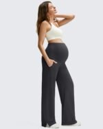 G4Free ShiftReady Maternity Work Pants with Pockets Over The Belly Pregnancy Wide Leg Dress Trousers - Image 6