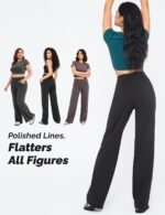 High Waisted Wide Leg Yoga Pants with Pockets, Straight Leg Lounge Pants for Women, Stretch Sweatpants Trousers - Image 6