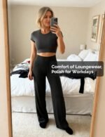 High Waisted Wide Leg Yoga Pants with Pockets, Straight Leg Lounge Pants for Women, Stretch Sweatpants Trousers - Image 7