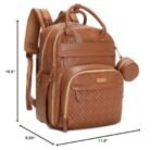 BabbleRoo Leather Diaper Bag Backpack - Baby Essentials Travel Baby Bag, Multi function, Water Resistant, with Changing Pad, Stroller Straps & Pacifier Case – Unisex, Natural Brown - Image 4