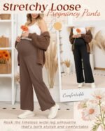 3 Pack Women's Maternity Wide Leg Pants Over The Belly Pregnancy Lounge Pants Stretchy Loose Pajama Trousers - Image 4