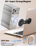 CloudValley Magnetic Phone Laptop Holder Mount, Foldable Hidden Portable Stand for iPhone 17/16/15/14/13 & All Phone, Clamp for Monitor Side, Compatible with Laptop, Desktop, Tesla Model 3/ Y, Black - Image 4