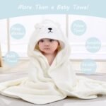 2 Pack Hooded Baby Towels - Premium Ultra Soft Organic Baby Bath Towel – Absorbent and Hypoallergenic Towels for Baby Boy Girl, Toddler, Newborn Essentials (Elephant & Bear) - Image 3