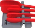 Spoon Rest to Keep the Stove Top Clean, Silicone Utensil Rest with Drip Pad, Spoon Rest for Kitchen Counter while Cooking for up to 4 Kitchen Utensils by Wave Kitchen - Grey - Image 7