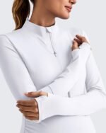 G4Free Lightweight Maternity Long Sleeve Workout Tops UPF 50+ Rash Guard Half Zip Sun Shirts Ruches Pregnancy Pullover - Image 3