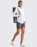G4Free Lightweight Maternity Long Sleeve Workout Tops UPF 50+ Rash Guard Half Zip Sun Shirts Ruches Pregnancy Pullover - Image 6