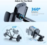 3-in-1 Phone Holder Car, [ Off-Road Level Suction Cup & Clip] Long Arm Suction Cup Holder Universal Cell Phone Holder Mount Dashboard Windshield Vent Compatible with All Smartphones and Cars - Image 3