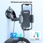 3-in-1 Phone Holder Car, [ Off-Road Level Suction Cup & Clip] Long Arm Suction Cup Holder Universal Cell Phone Holder Mount Dashboard Windshield Vent Compatible with All Smartphones and Cars - Image 4