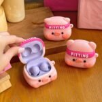 Unique Cute Silicone Pig Pattern Case with Keychain for Redmi Buds 3 Pro Cover Case for Women Men for Redmi Buds 3 Pro - Image 4