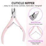 Makartt Cuticle Trimmer with Cuticle Pusher, 3 PCS Pink Nail Cuticle Nipper Professional Pedicure Manicure Tools with Stainless Steel Dual End Pusher, Nail Scraper - Image 4