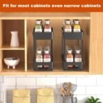 Spice Rack Organizer for Cabinet, 2 Pack Pull Out Spice Rack for Kitchen Inside Cabinets, Vertical Spice Organizer, 2-Tier Spice Cabinet Organizer Slide Out Spice Racks, 4.33''Wx10.43''Dx8.5''H - Image 6