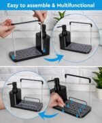 Hand and Dish Soap Dispenser Set with Tray, Dual Soap Dispenser with Sponge Holder and Dishcloth Holder 5-in-1 Organizer for Kitchen Sink Countertop Storage Organize - Useful Kitchen Gadgets (Black) - Image 5