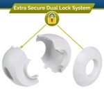 Child Safety Door Knob Cover (4 Pack) Hard-to-Remove Dual-Lock Door Handle Covers for Kids - Reusable Baby Proof Door Knob Locks - Installs Easily, No Tools Needed (White) - Image 7