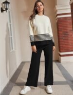 Tanming Women's Lounge Sets 2 Piece Outfits Knitted Pullover Sweater Tops Wide Leg Pants Tracksuit - Image 3