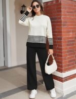 Tanming Women's Lounge Sets 2 Piece Outfits Knitted Pullover Sweater Tops Wide Leg Pants Tracksuit - Image 4