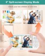 Blemil 6" Baby Monitor with 2 Cameras 4000mAh Battery Upgrade Split Screen Video Baby Monitor No WiFi Remote Pan-Tilt-Zoom Auto-Night Vision 150 Languages ECO Mode 2-Way Talk 1000FT (Ideal Condition) - Image 3