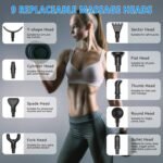 Massage Gun, Muscle Massage Gun for Athletes Handheld Electric Deep Tissue Back Massager, Percussion Massage Device for Pain Relief with 30 Speed Levels 9 Heads Black - Image 6