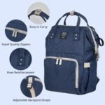 Diaper Bag Backpack, MUIFA Multifunction Waterproof Travel Back Pack Maternity Baby Nappy Changing Bags with Insulated Pockets, Large Capacity, Durable (Navy Blue) - Image 3
