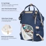 Diaper Bag Backpack, MUIFA Multifunction Waterproof Travel Back Pack Maternity Baby Nappy Changing Bags with Insulated Pockets, Large Capacity, Durable (Navy Blue) - Image 4