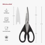 KitchenAid All Purpose Kitchen Shears with Protective Sheath Durable Stainless Steel Scissors, Dishwasher Safe, Soft Grip Comfort Handle, 8.72 Inch, Black - Image 6