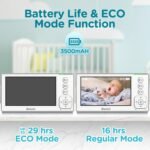 Blemil Baby Monitor with 2 Cameras and Audio, 4.3'' IPS Split-Screen Monitor with 29-Hour Battery, 1000ft Range Pan-Tilt-Zoom Video Baby Monitor No WiFi, 2X Zoom - Image 4