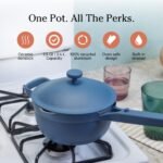 Our Place Mini Perfect Pot | 2.5 Qt Ceramic Pot with Lid & Spatula | Patented 8-in-1, PFAS-Free Nonstick, Non-Toxic Cookware | Induction & Oven-Safe up to 450°F | Blue Salt - Image 3