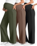 3 Pack Women's Maternity Wide Leg Pants Over The Belly Pregnancy Lounge Pants Stretchy Loose Pajama Trousers - Image 2