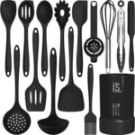 AOTHOD Silicone Cooking Utensils Set - 446°F Heat Resistant Kitchen Utensils,Turner Tongs,Spatula,Spoon,Brush,Whisk,Kitchen Utensil Gadgets Tools Set for Nonstick Cookware,Dishwasher Safe (BPA Free) - Image 2