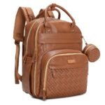 BabbleRoo Leather Diaper Bag Backpack - Baby Essentials Travel Baby Bag, Multi function, Water Resistant, with Changing Pad, Stroller Straps & Pacifier Case – Unisex, Natural Brown - Image 2